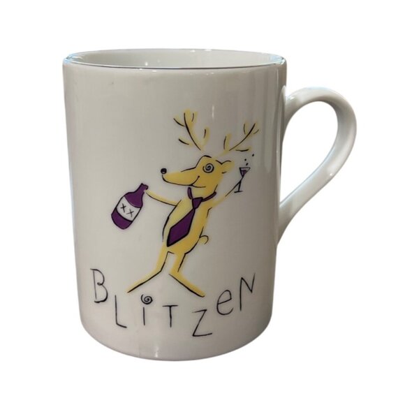 Pottery Barn Set Of 6 Reindeer Character Mugs Dancer Vixen Blitzen Made in Japan - Picture 5 of 11